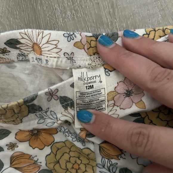 Milkberry Baby Girl 2 Piece Bamboo Pajama Set Size 12 Months Short Sleeve - Picture 7 of 8